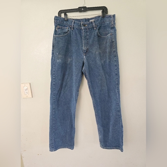 Carhartt FR Jeans 36x30 FRB100 DNM FR Relaxed Fit Blue Denim Distressed Ufcw - Picture 2 of 12